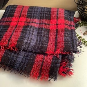 Plaid blanket scarf